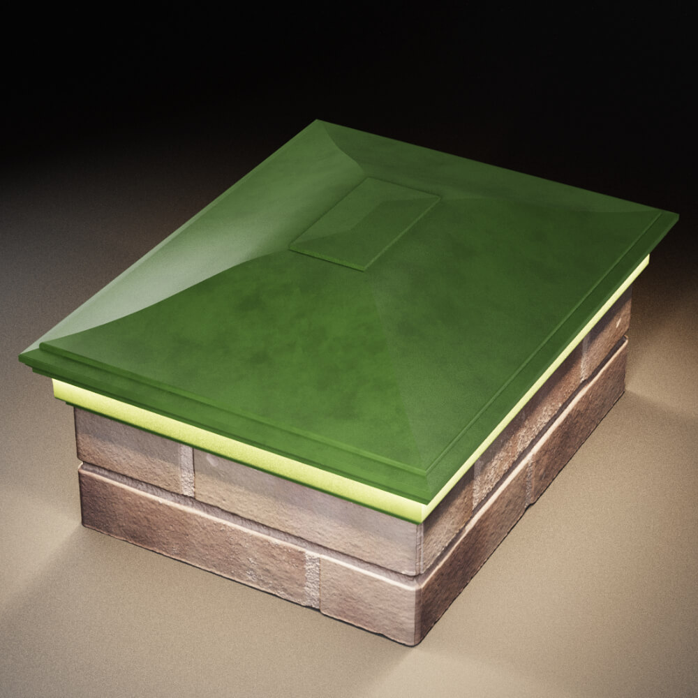 Колпак Zking Монблан Зеленый на столб 2х1.5 кирпича (515х385мм) c подсветкой в Мурманске фото