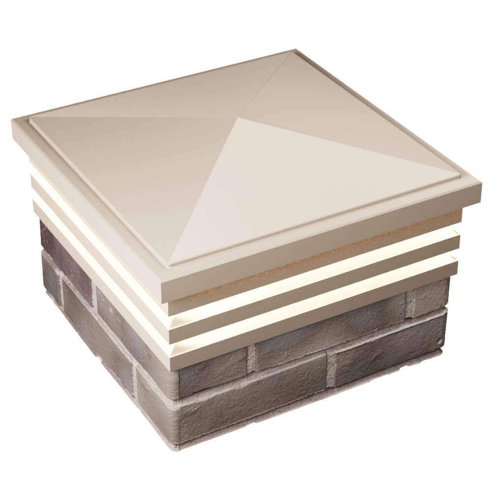 Колпак Zking Бона ХайТек Бежевый на столб 1.5х1.5 кирпича (385х385мм) с подсветкой в Мурманске фото