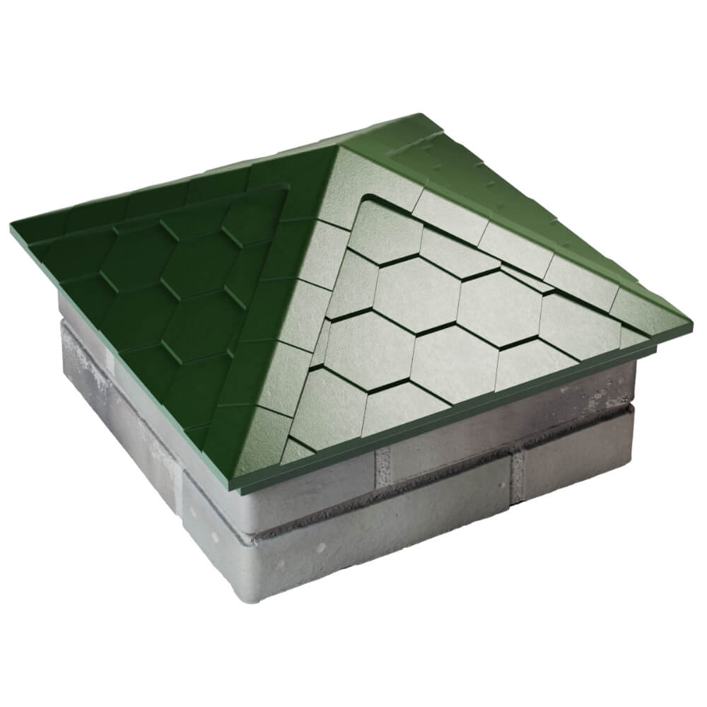 Колпак Zking Эверест Зеленый на столб 1.5х1.5 кирпича (390х390мм) в Мурманске фото