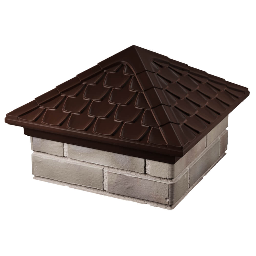 Колпак Zking Эльбрус Коричневый на столб 1.5х1.5 кирпича (385х385мм) в Мурманске фото