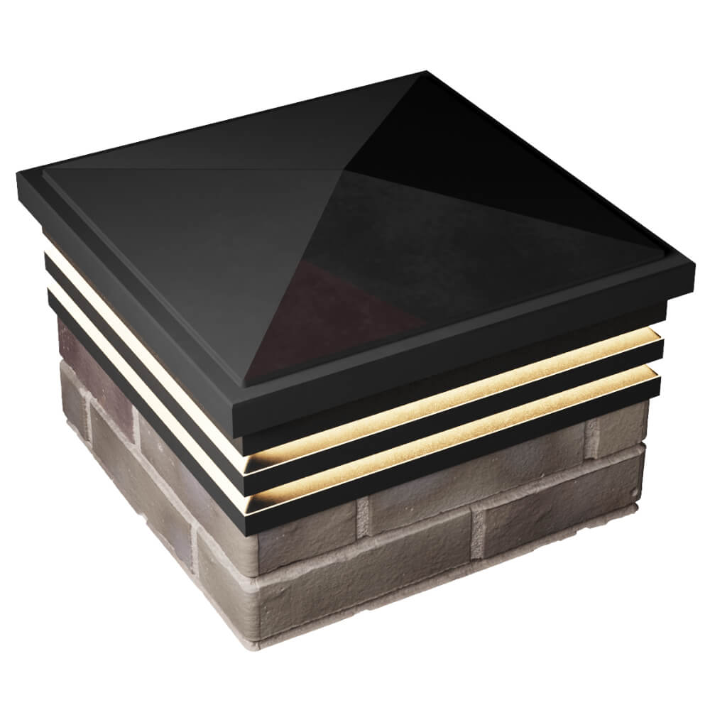 Колпак Zking Бона ХайТек Черный на столб 1.5х1.5 кирпича (385х385мм) с подсветкой в Мурманске фото