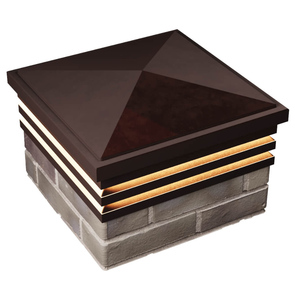 Колпак Zking Бона ХайТек Коричневый на столб 1.5х1.5 кирпича (385х385мм) с подсветкой в Мурманске фото