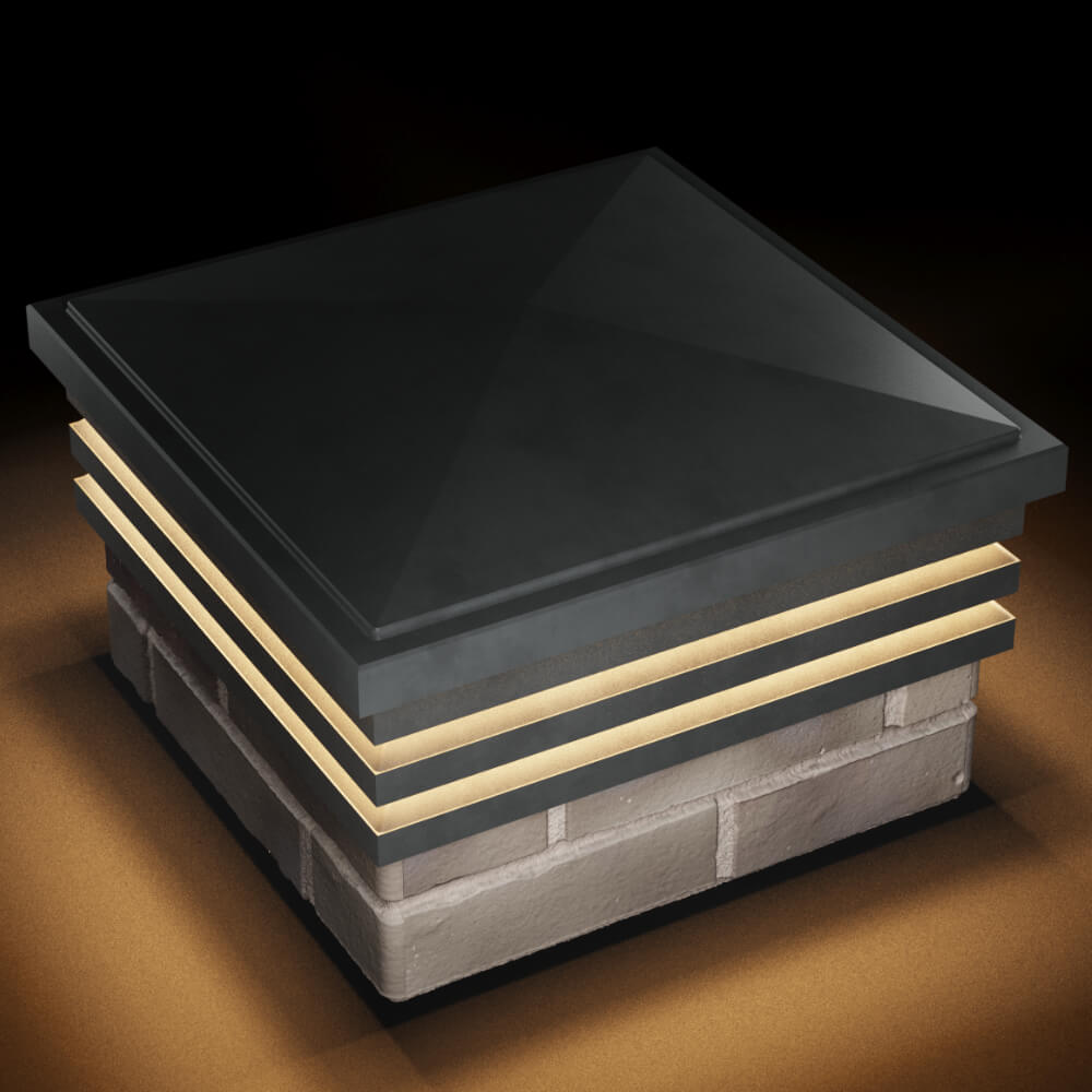 Колпак Zking Бона ХайТек Серый на столб 1.5х1.5 кирпича (385х385мм) с подсветкой в Мурманске фото