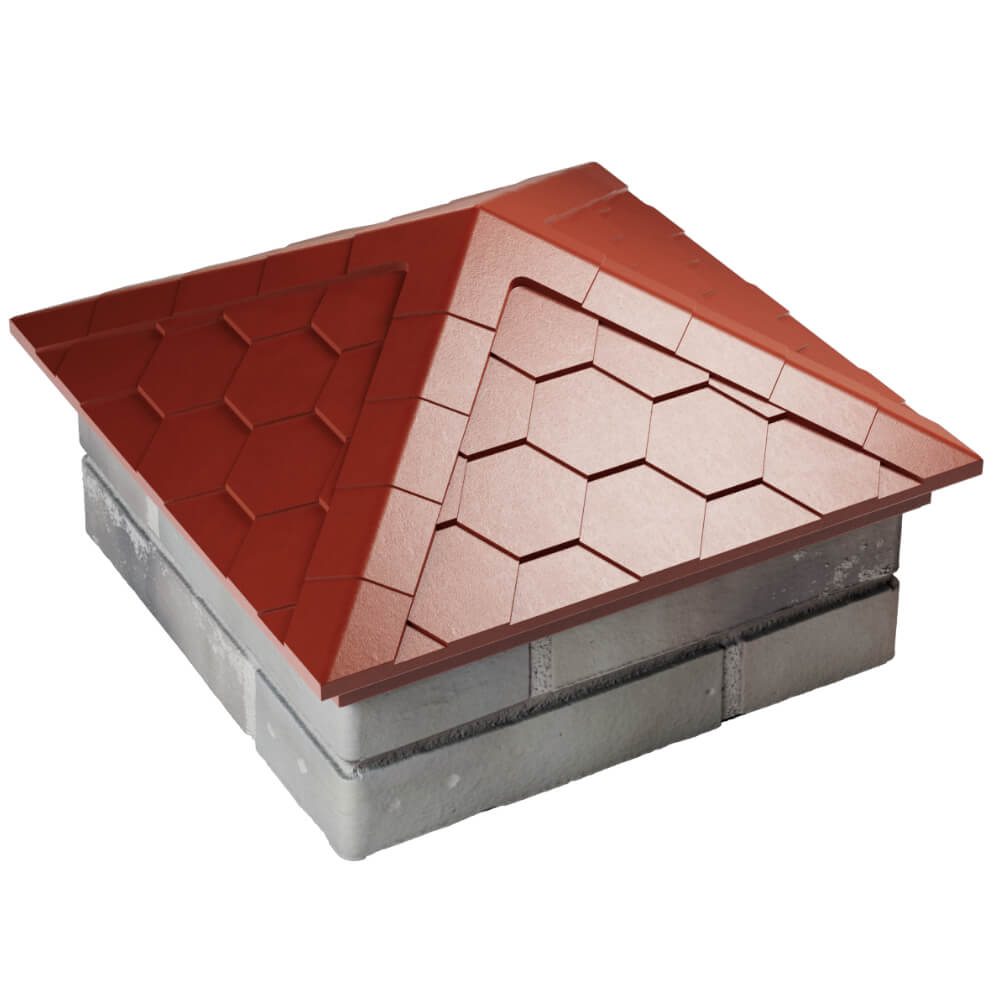 Колпак Zking Эверест Красный на столб 1.5х1.5 кирпича (390х390мм) в Мурманске фото