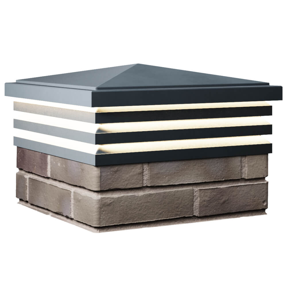 Колпак Zking Бона ХайТек Серый на столб 1.5х1.5 кирпича (385х385мм) с подсветкой в Мурманске фото