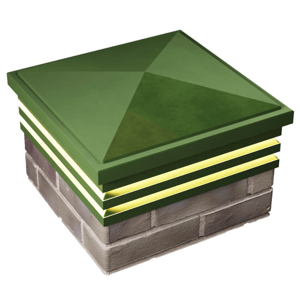 Колпак Zking Бона ХайТек Зеленый на столб 1.5х1.5 кирпича (385х385мм) с подсветкой в Мурманске фото