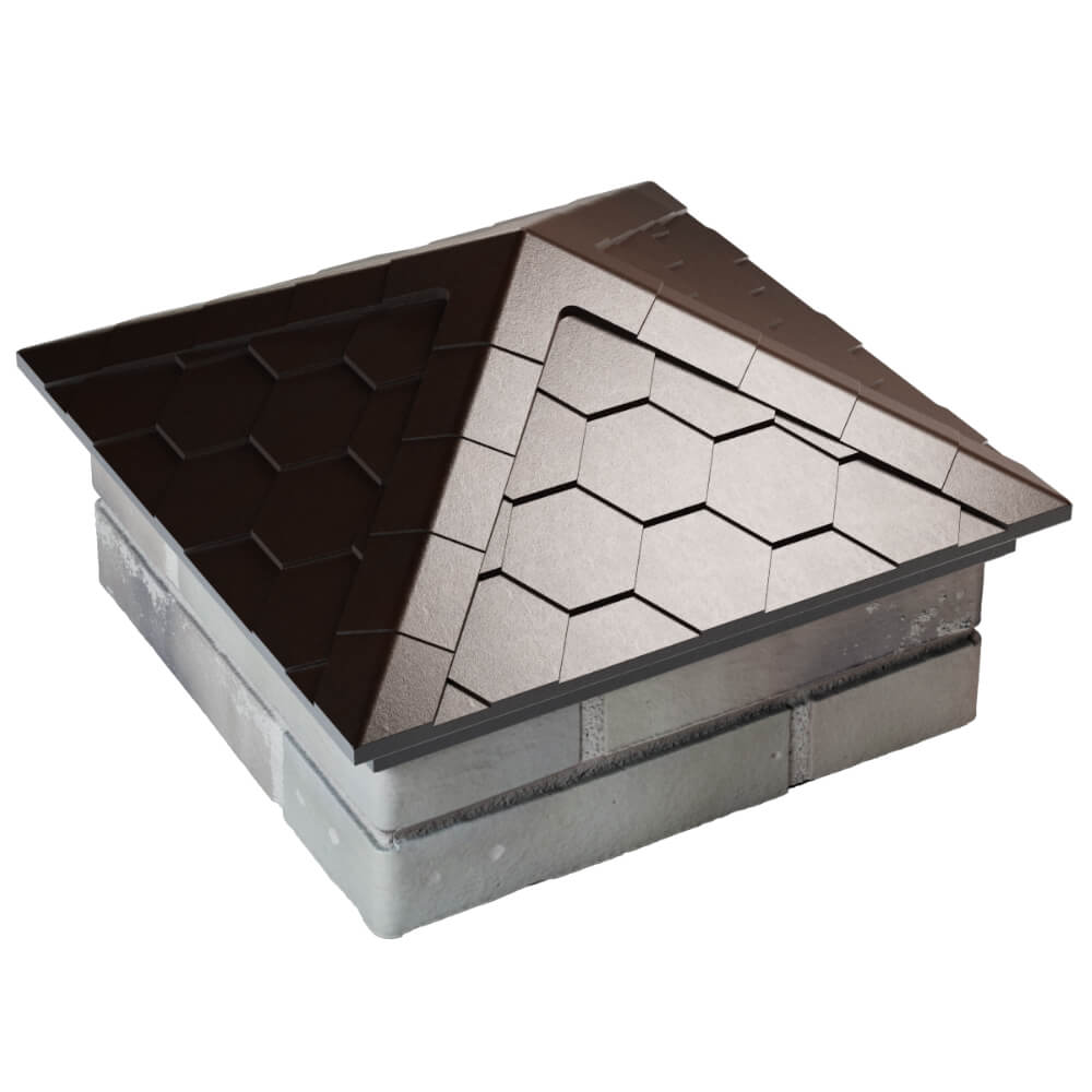 Колпак Zking Эверест Коричневый на столб 1.5х1.5 кирпича (390х390мм) в Мурманске фото