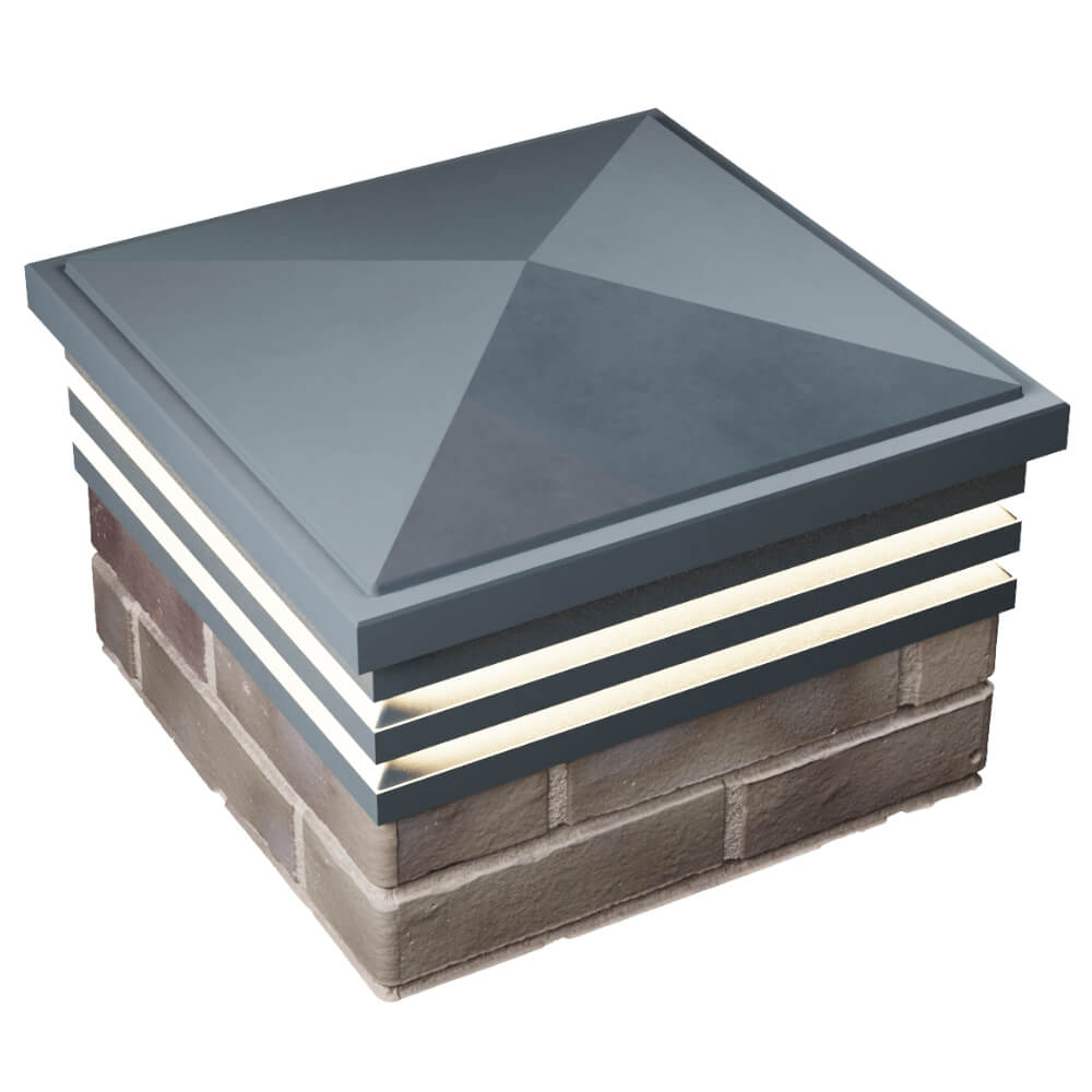 Колпак Zking Бона ХайТек Серый на столб 1.5х1.5 кирпича (385х385мм) с подсветкой в Мурманске фото