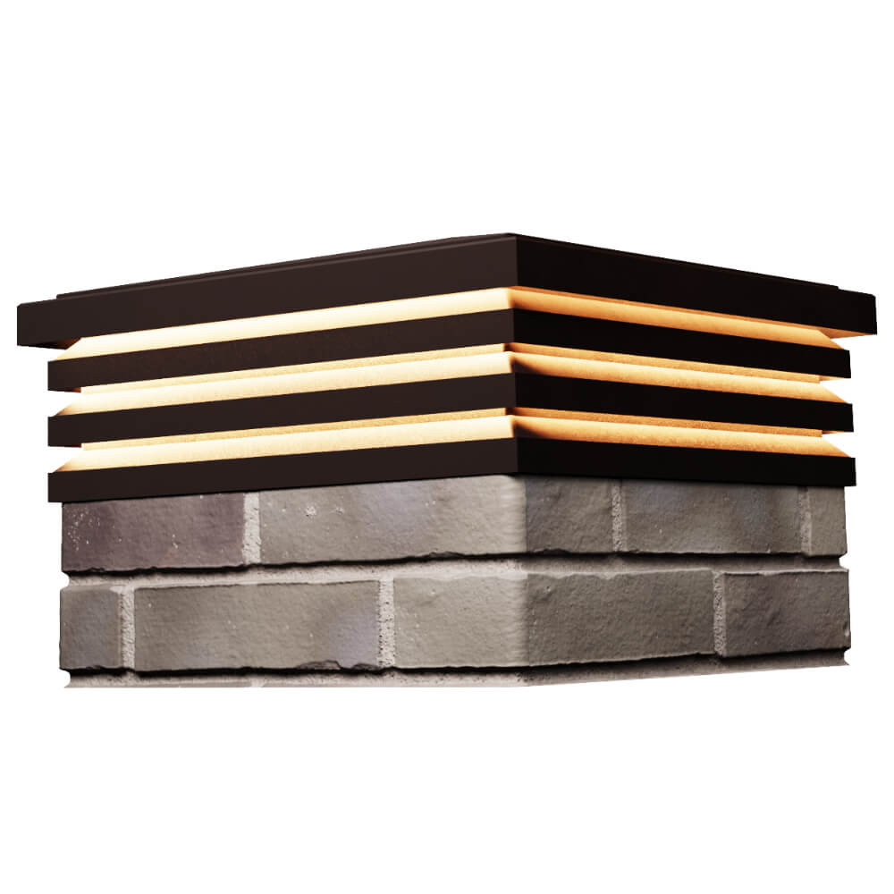 Колпак Zking Бона ХайТек Коричневый на столб 1.5х1.5 кирпича (385х385мм) с подсветкой в Мурманске фото