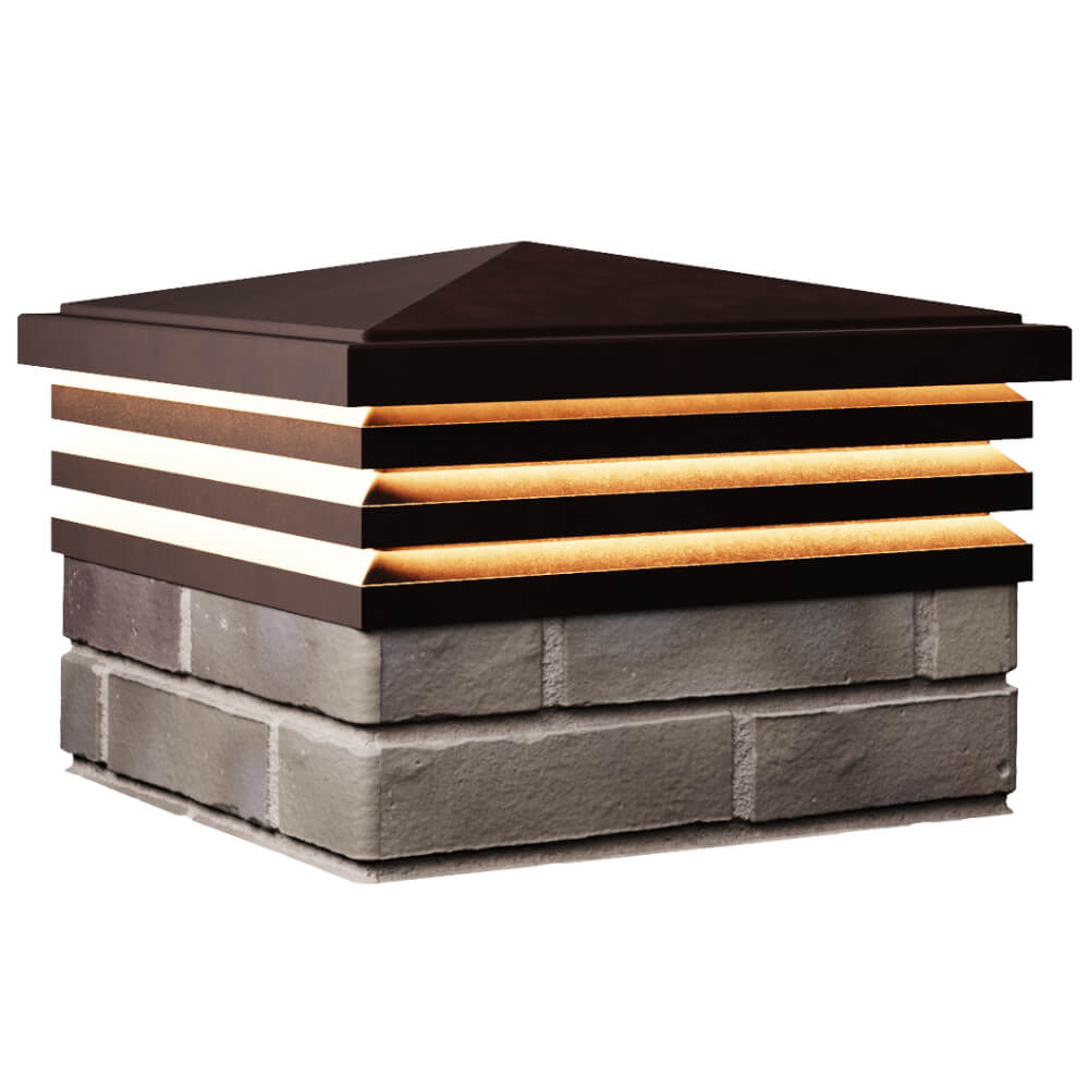 Колпак Zking Бона ХайТек Коричневый на столб 1.5х1.5 кирпича (385х385мм) с подсветкой в Мурманске фото