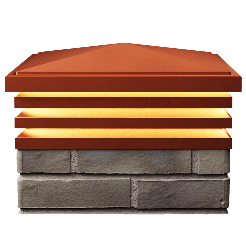 Колпак Zking Бона ХайТек Красный на столб 1.5х1.5 кирпича (385х385мм) с подсветкой в Мурманске фото