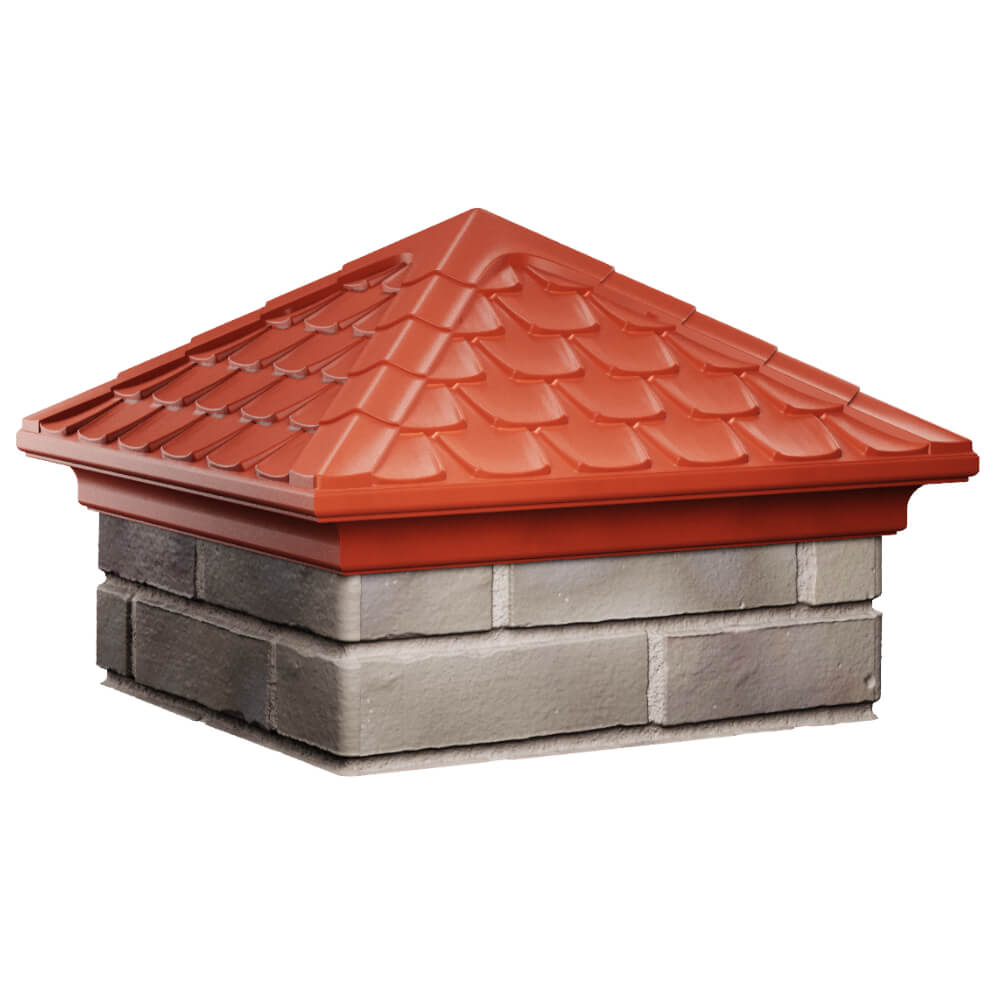 Колпак Zking Эльбрус Красный на столб 1.5х1.5 кирпича (385х385мм)