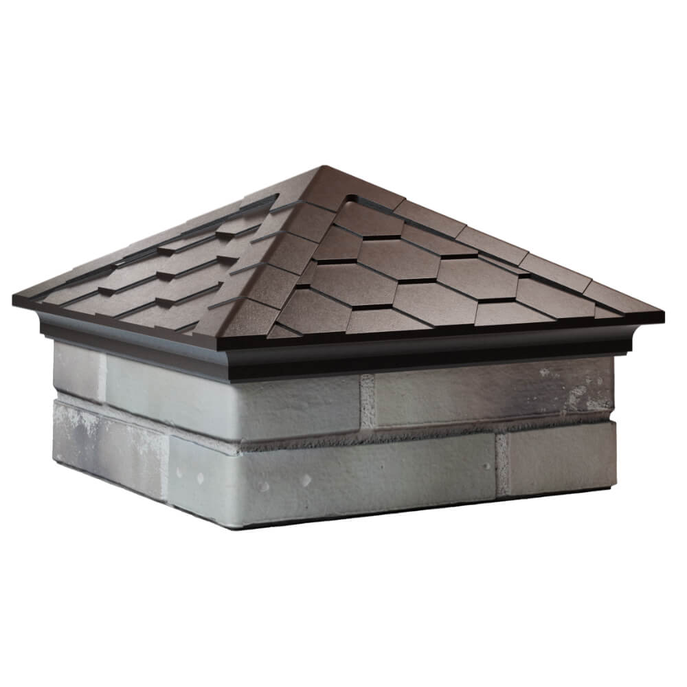 Колпак Zking Эверест Коричневый на столб 1.5х1.5 кирпича (390х390мм) в Мурманске фото