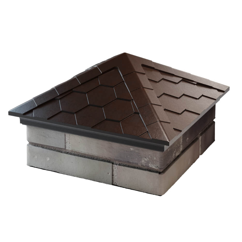 Колпак Zking Эверест Коричневый на столб 1.5х1.5 кирпича (390х390мм) в Мурманске фото