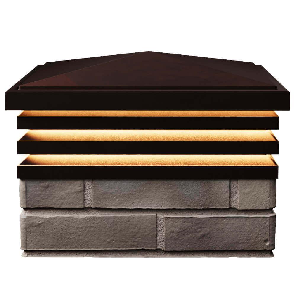 Колпак Zking Бона ХайТек Коричневый на столб 1.5х1.5 кирпича (385х385мм) с подсветкой в Мурманске фото